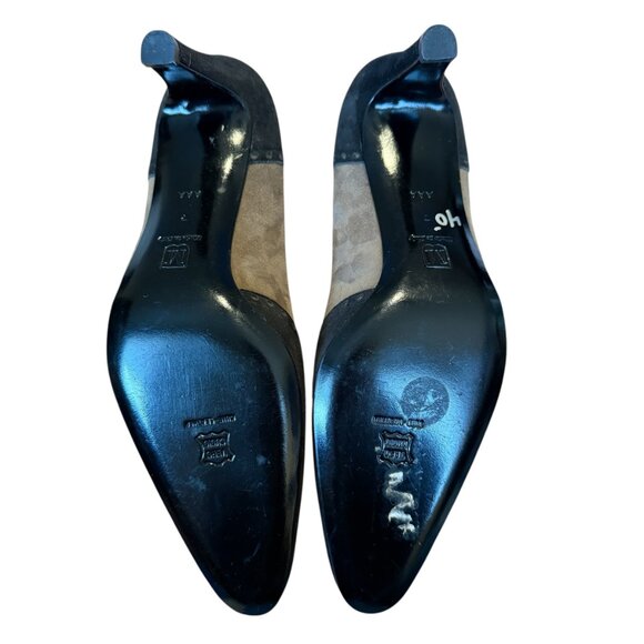 Bruno Magli brown and black suede heels pumps with gold interior women's size 7 - Picture 8 of 9